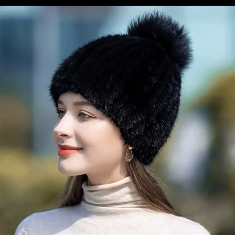 护耳帽 水貂毛帽子 女秋冬季 貂毛帽子女 貂帽皮草 新款青年貂帽