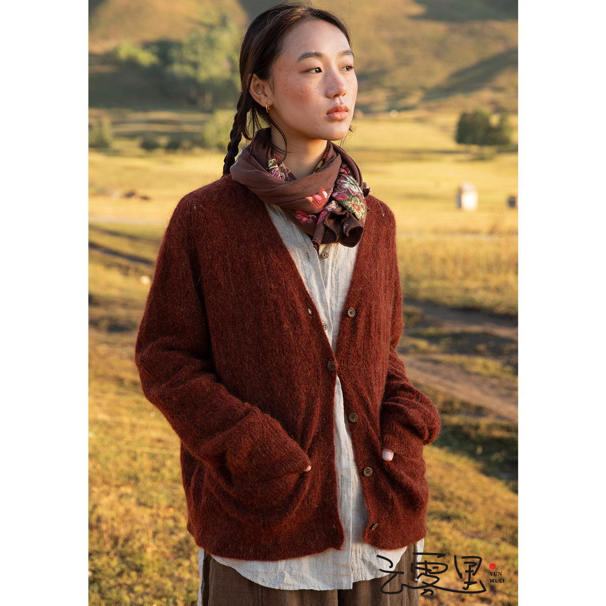 云雾里 原创设计复古文艺温柔浪漫针织开衫 3208