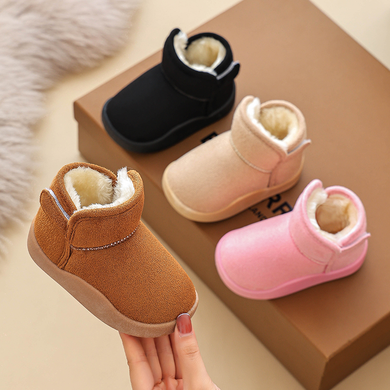 冬季新款宝宝防滑耐磨雪地靴男女童短靴婴幼儿加绒加厚保暖靴子