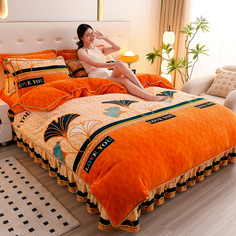 冬季爆款加厚加绒8.5斤直播热款高克重牛奶绒法莱绒双面绒四件套