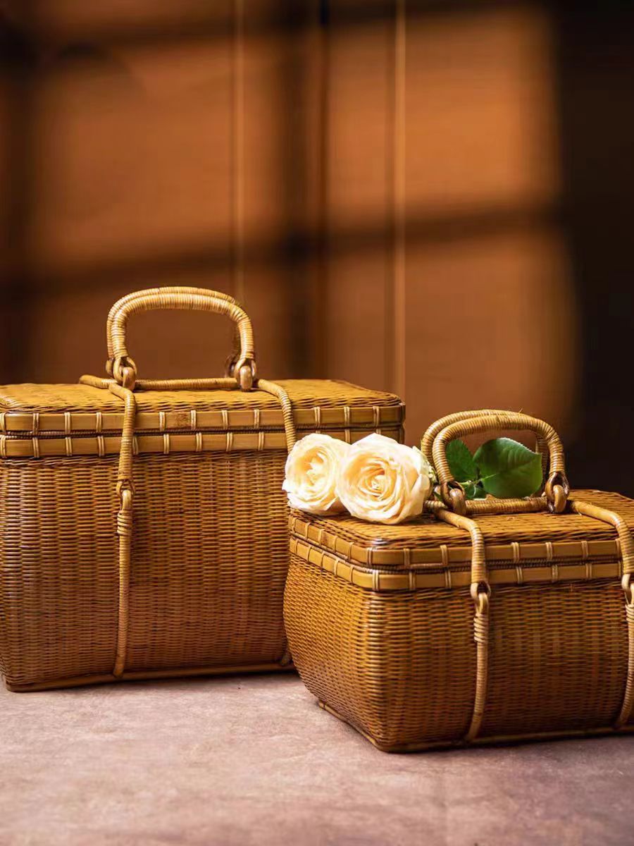 【令竹】夏梦手工竹编茶箱 旅行便携茶道功夫茶具收纳箱包中式提篮