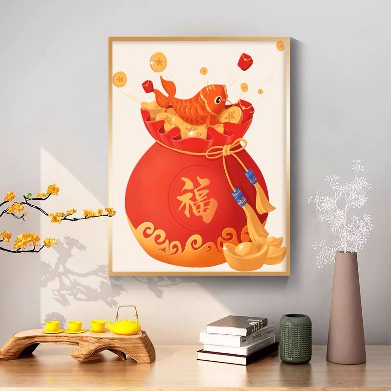 十字绣套件：招财锦鲤福袋60×75大格四股线～6种线