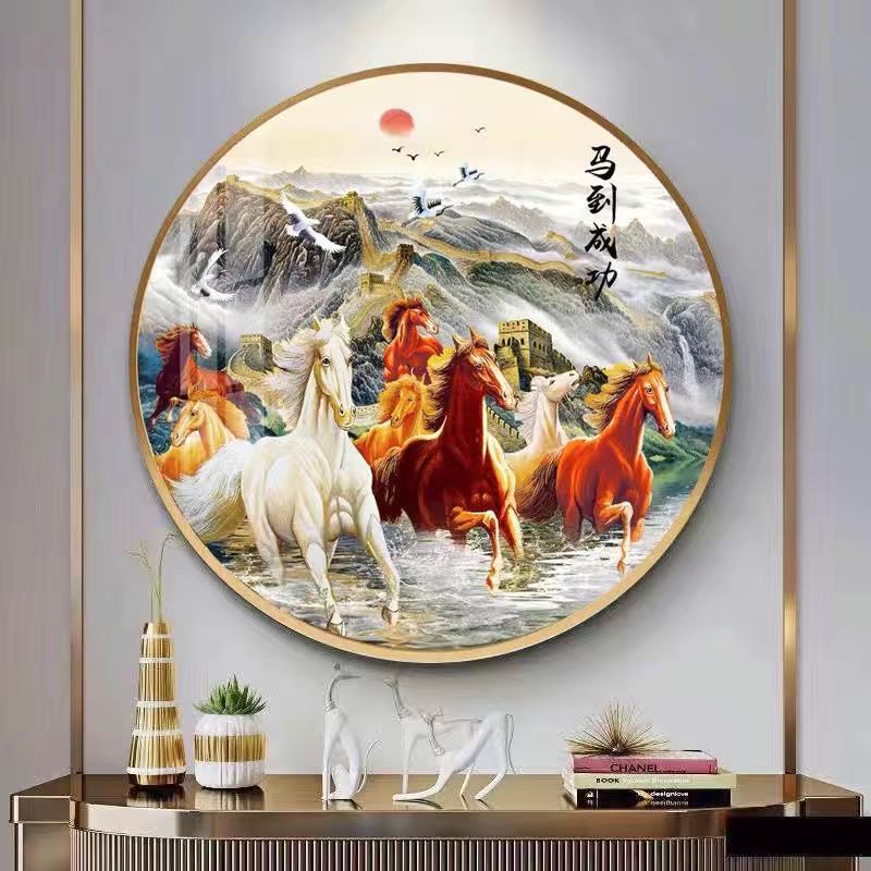 蒙娜丽莎十字绣：圆版马到成功75×75厘米大格四股线（满绣）