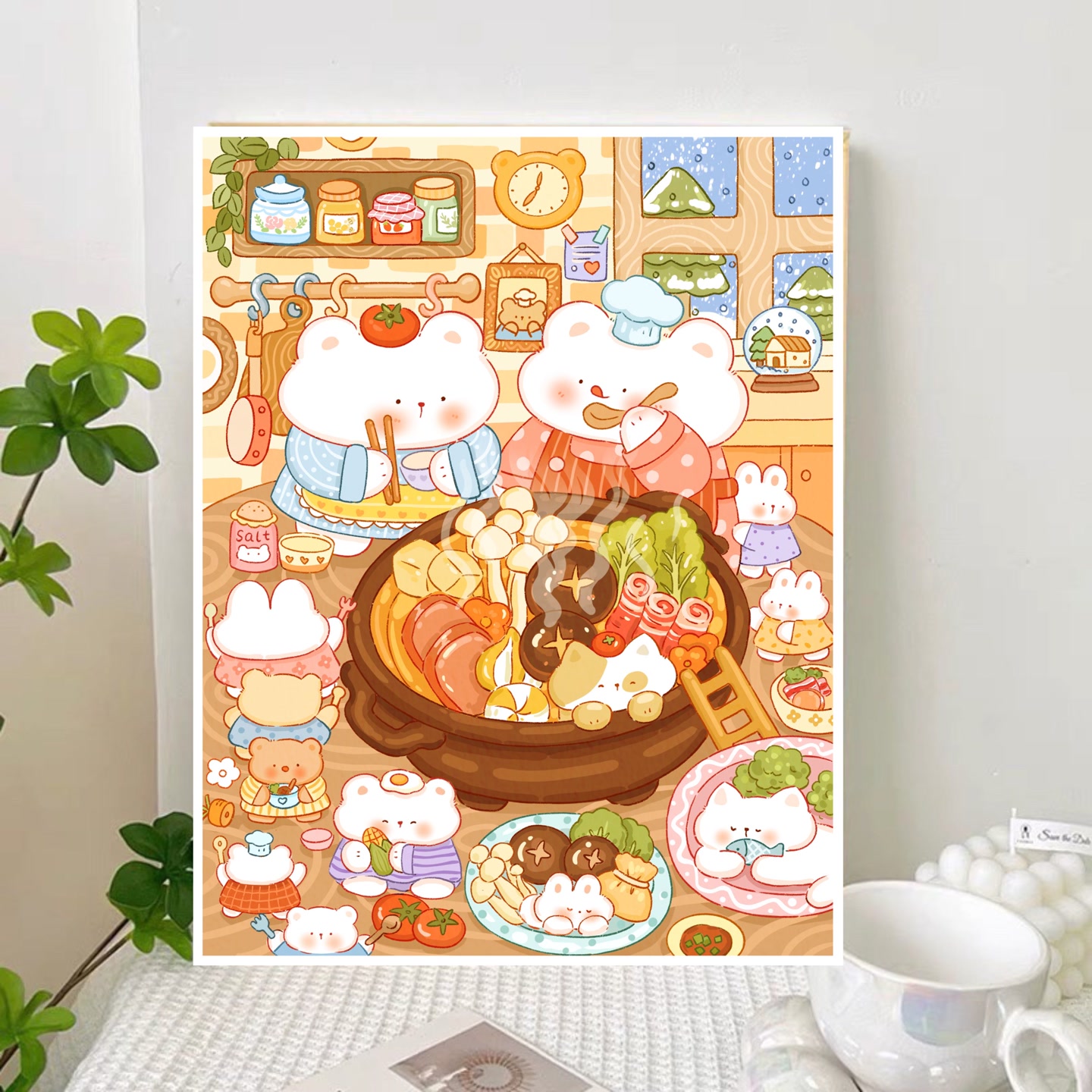 【新疆长绒棉】糯糯十字绣：定制款吃火锅65×80大格四股线新款