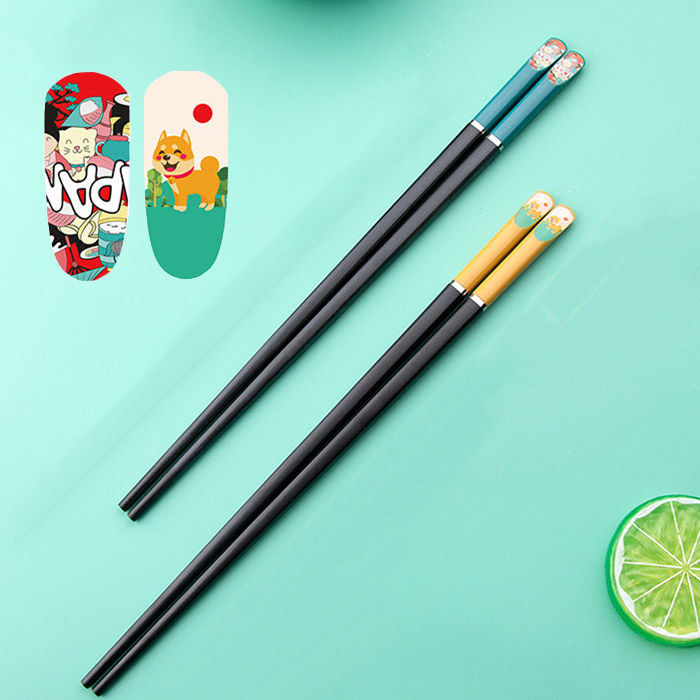 情侣筷子两双装日式家用创意可爱2双一对1套装合金网红款夫妻筷子