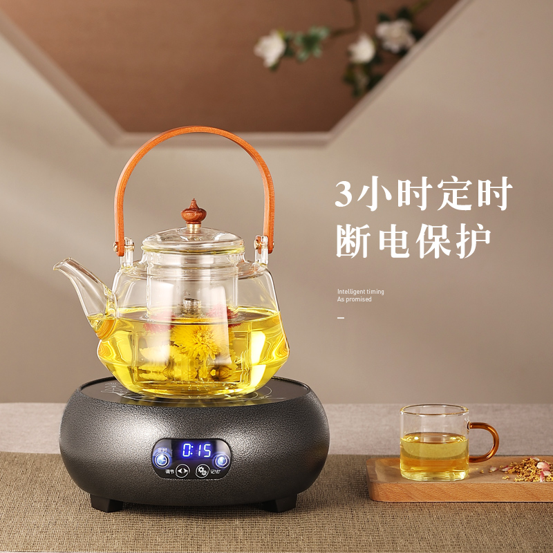 福也电陶炉煮茶器小型迷你小电磁炉全自动家用烧水蒸汽玻璃煮茶炉_智能 