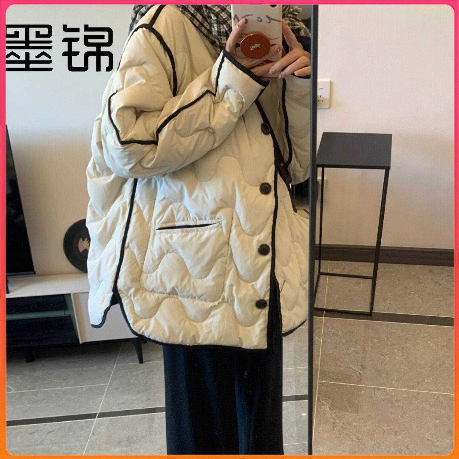墨锦特大码300斤胖m加厚保暖棉服女秋冬韩版宽松显瘦百搭棉衣外套