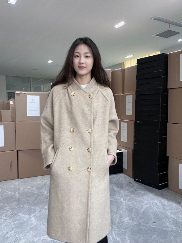 100%纯骆驼绒长款八粒扣大衣气质时尚
