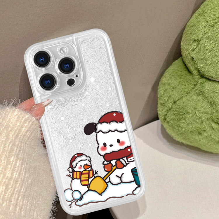 会动的雪花白沙流沙壳适用华为/VIVO/OPPO/苹果型号帕恰狗