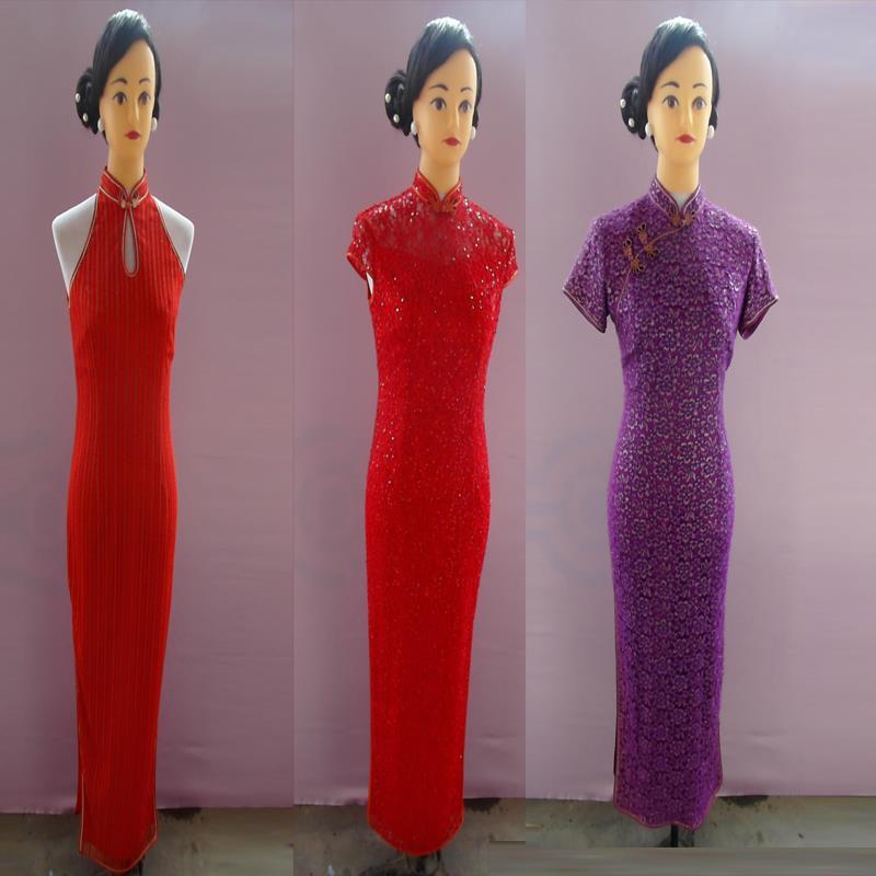 旗袍复古新娘改良结婚敬酒服中式改良时尚蕾丝旗袍立领修身经典