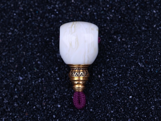 14.6mm满白蜡虎皮花18K金分体蜜蜡三通（适合8左右的108用