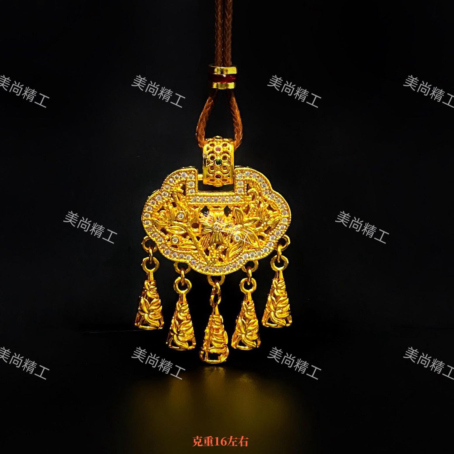 铜合金吊坠 【古法同心莲锁包平安扣流苏款】潮流时尚 奢华典雅新颖