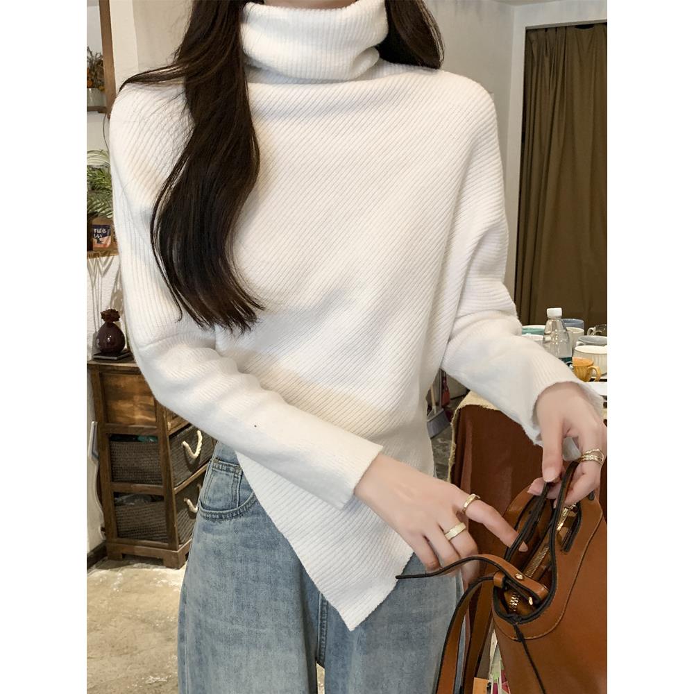 高领内搭毛衣女秋冬2023新款设计感小众堆堆领长袖打底针织衫上衣