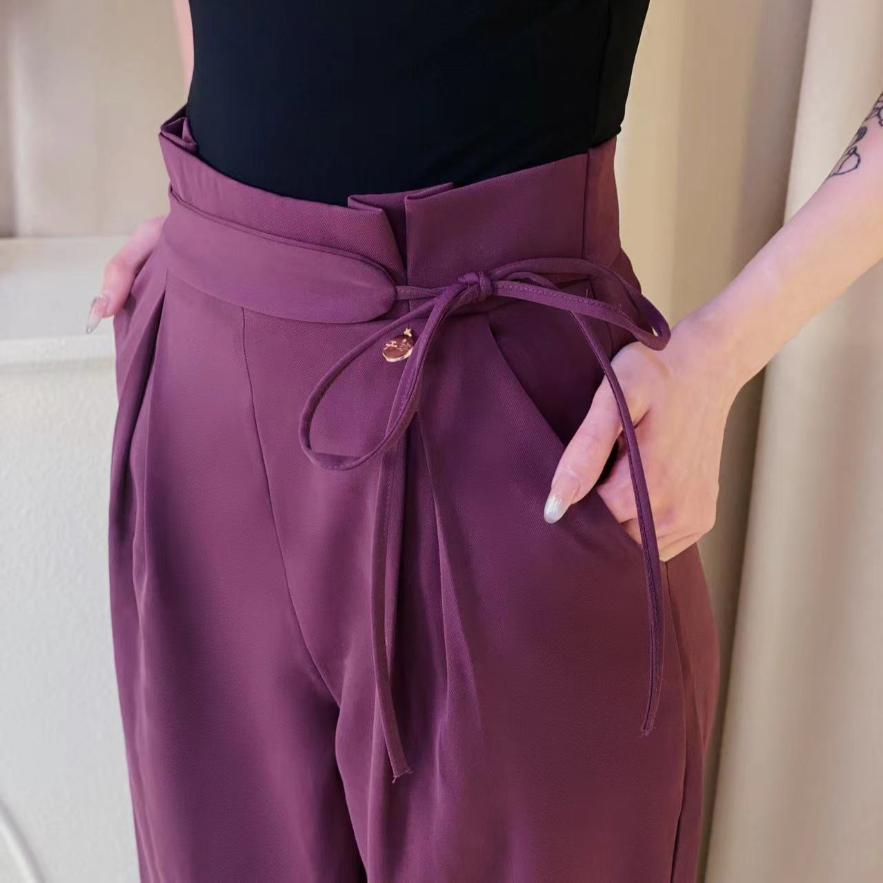 【断码清】丹珍舞裤女裤子高腰跳舞国标舞摩登舞蹈练功长裤mk02