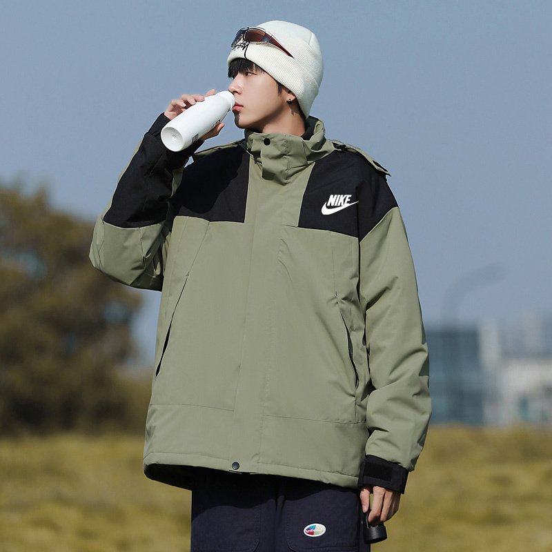 NK新秋冬男女同款加厚运动户外休闲爬山连帽保暖冲锋衣百搭情侣款