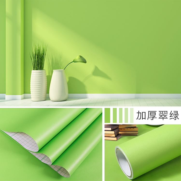 水果店专用墙纸自粘用餐饮网红店铺装修防水防潮贴墙面绿色壁纸