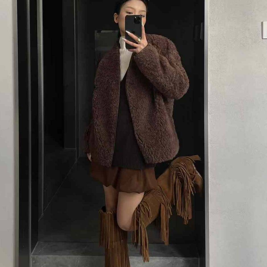 GUDDLABB绵羊毛短大衣LAB042AQS007