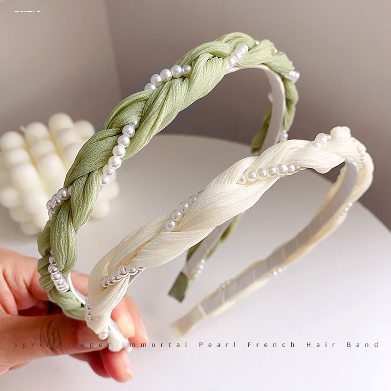 麻花珠珠发箍简约气质设计少女质感新款2023精致头饰时尚显白甜妹