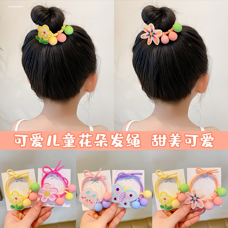 清新温柔新款质感五色花朵发圈百搭女生简约日常ins夏季甜美发饰