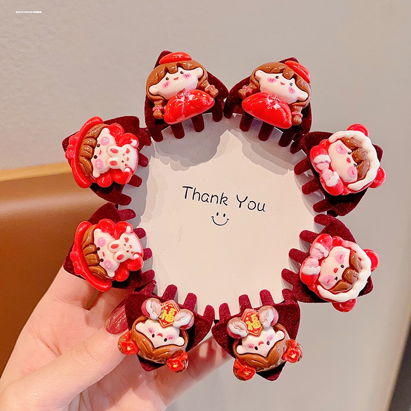 卡通猫耳抓夹显白前额小众气质2023精致碎发质感发饰刘海夹夹子