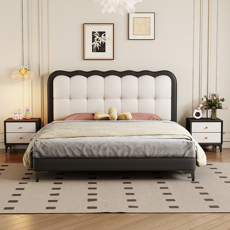 饼干简约风儿童床女孩儿童房公主床男孩青少年学生软包床居家好物