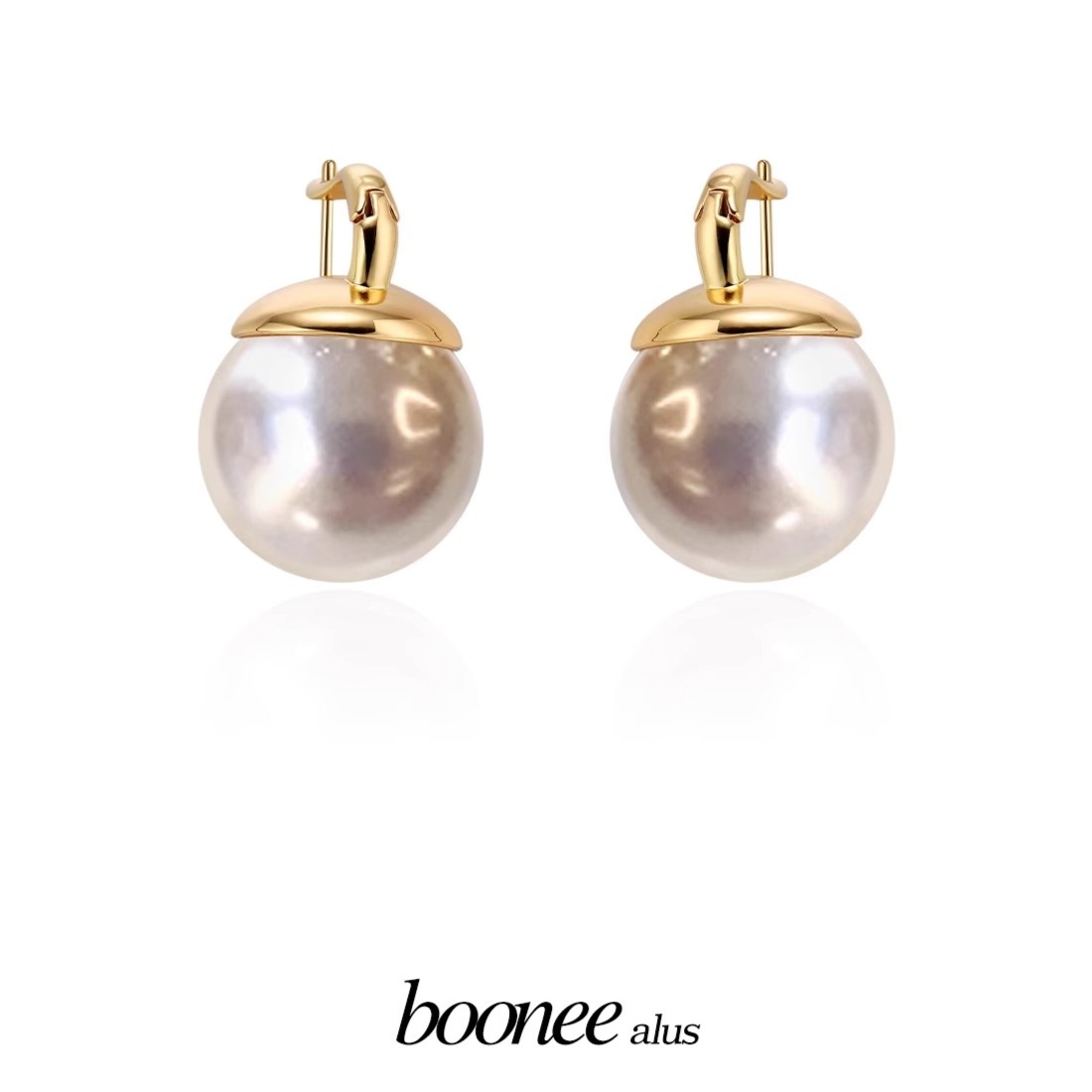 boonee alus 铜合金仿珍珠耳饰 轻奢大珠珠耳钉小众高级感耳环