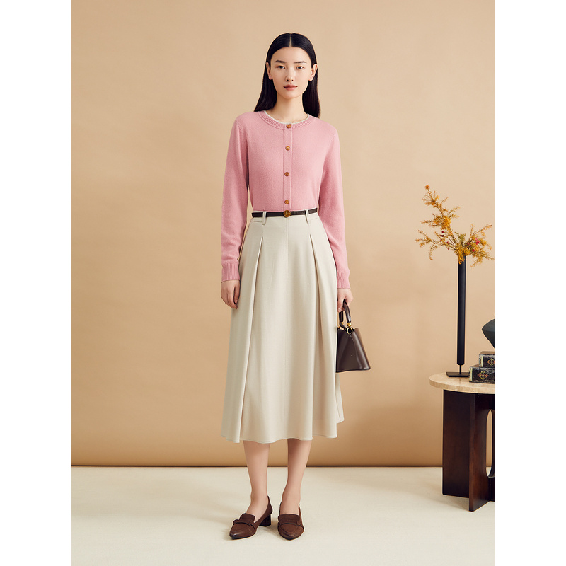 YINER音儿秋季新款法式小香风撞色圆领混纺针织衫8C34306700