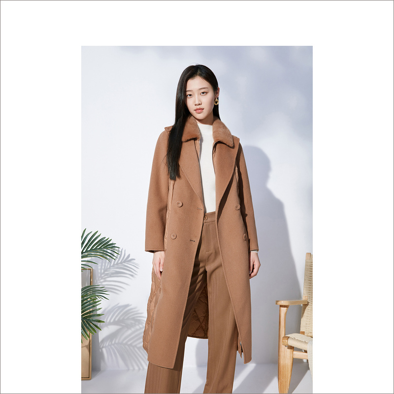 音儿美地 冬季新款设计师毛呢气质时尚白鹅绒羽绒服LC62508820