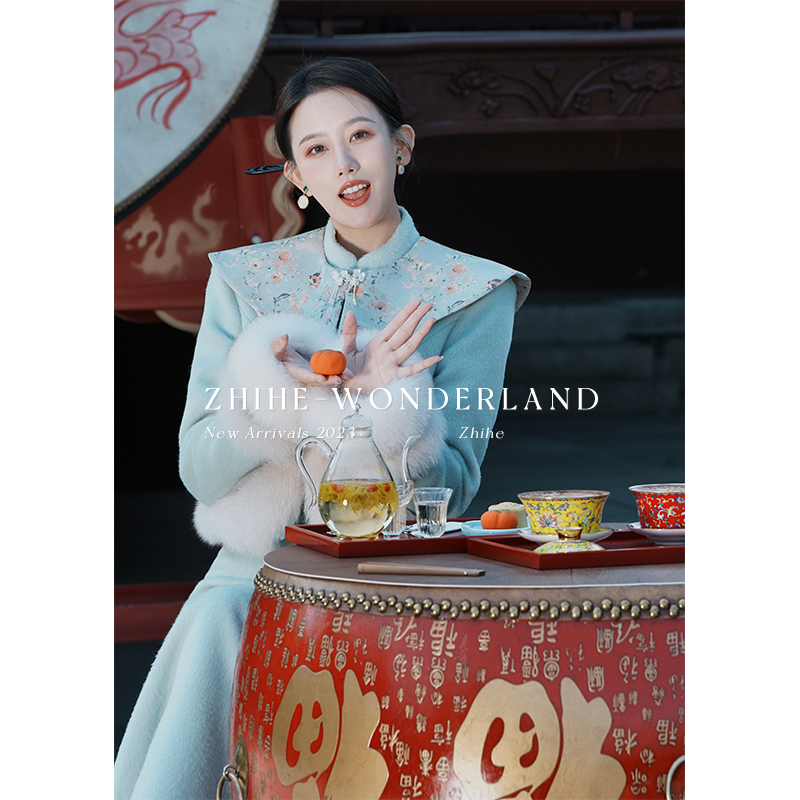 至禾Wonderland【庆余年】可拆卸织锦云肩狐狸毛下摆羊毛套装
