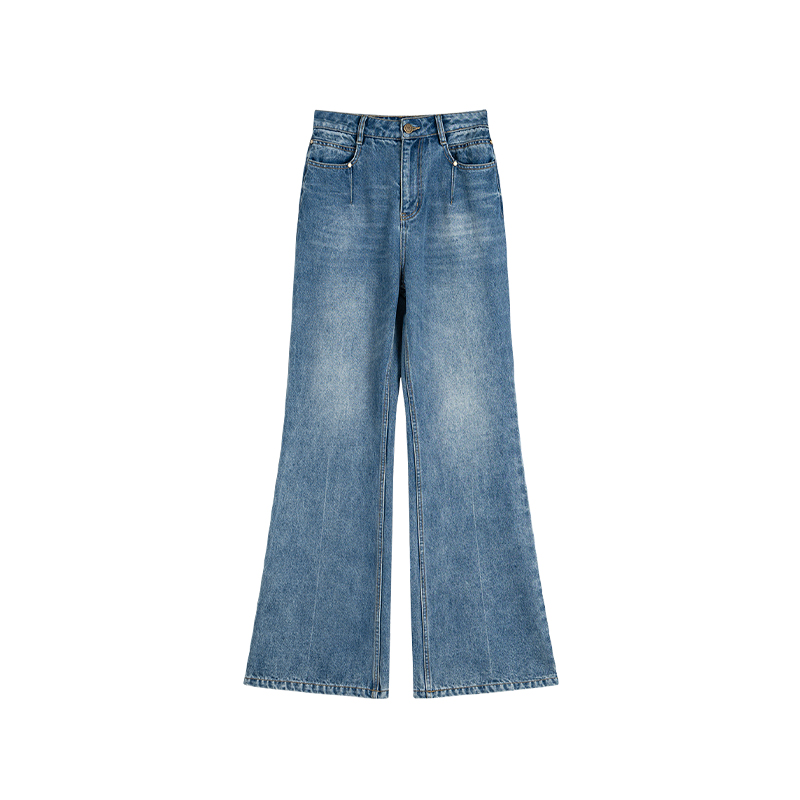 无艳一禾【复古蓝调】原创松弛感定制90棉复古水洗靛蓝牛仔裤