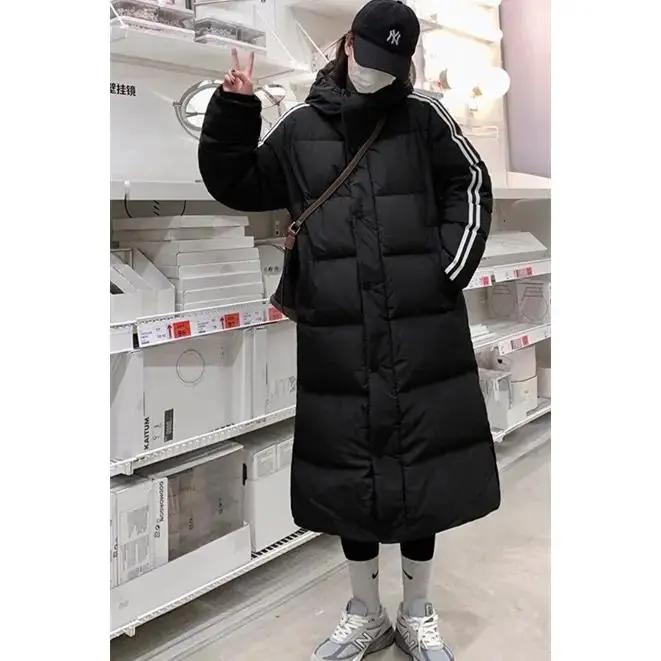 艾莱依反季节情侣男女羽绒服过膝2023年新款爆款加厚深冬黑色白鸭