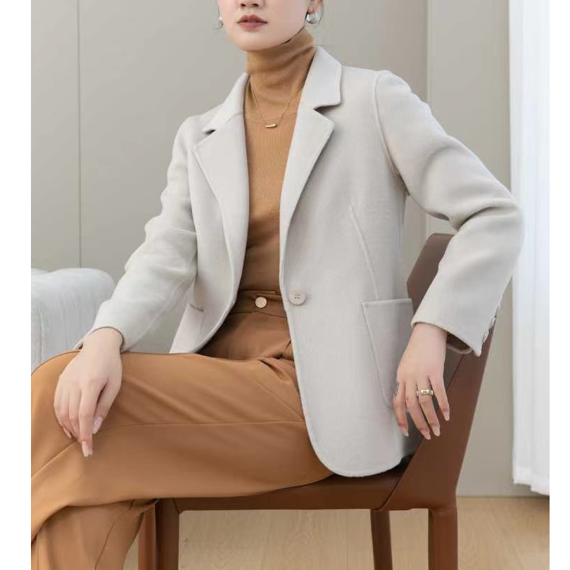 【100%绵羊毛】简约百搭 数兰朵一粒扣羊毛西服女士双面呢西装