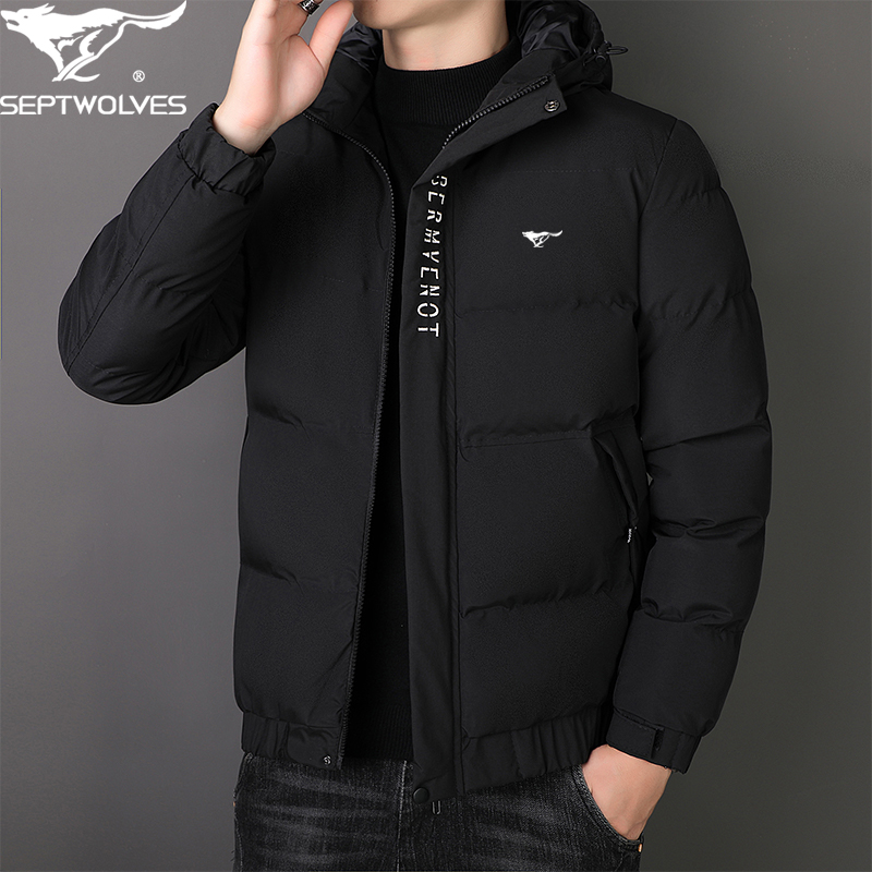 七匹狼冬季男棉衣加厚休闲棉袄商务运动休闲百搭时尚保暖连帽棉服