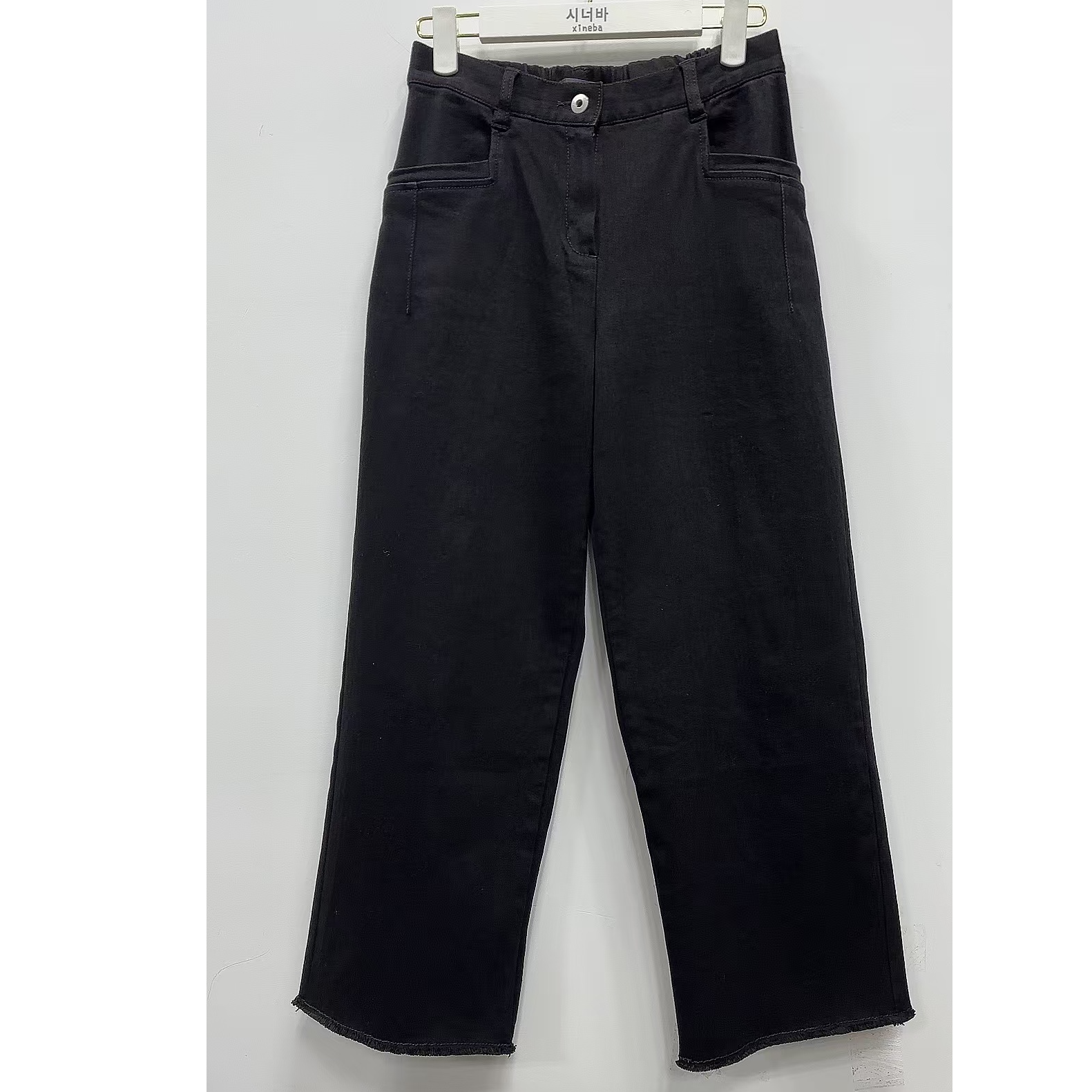 【xineba3】韩国松紧腰加绒棉质阔腿裤2024新款女士弹力舒适百搭