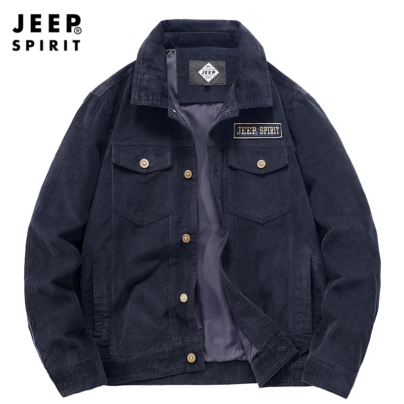 JEEP男士秋冬立领夹克2023新款休闲灯芯绒时尚潮流夹克外套男上衣