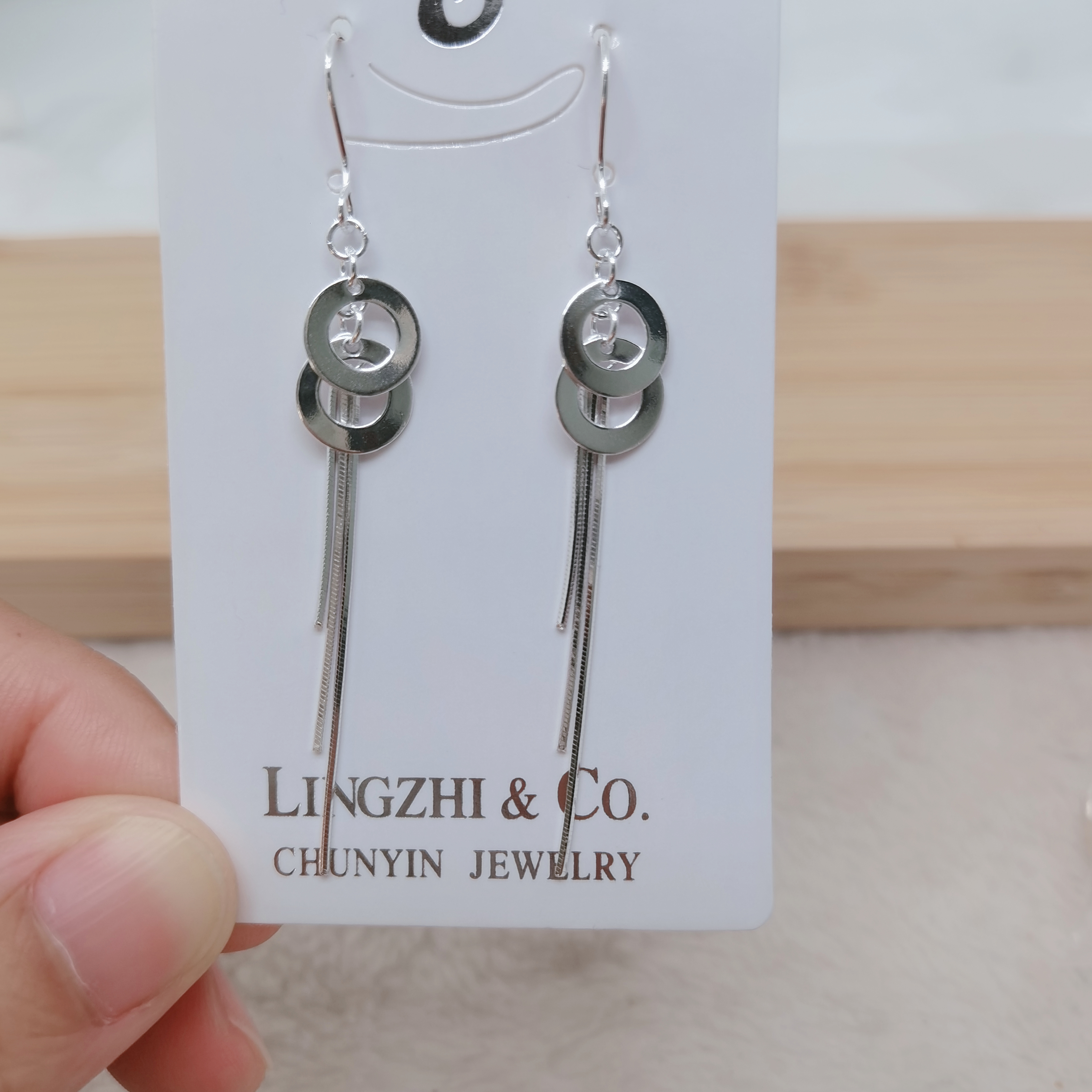 足银耳饰 纯银耳钩女长款韩国简约气质流苏耳环个性潮新中式长款