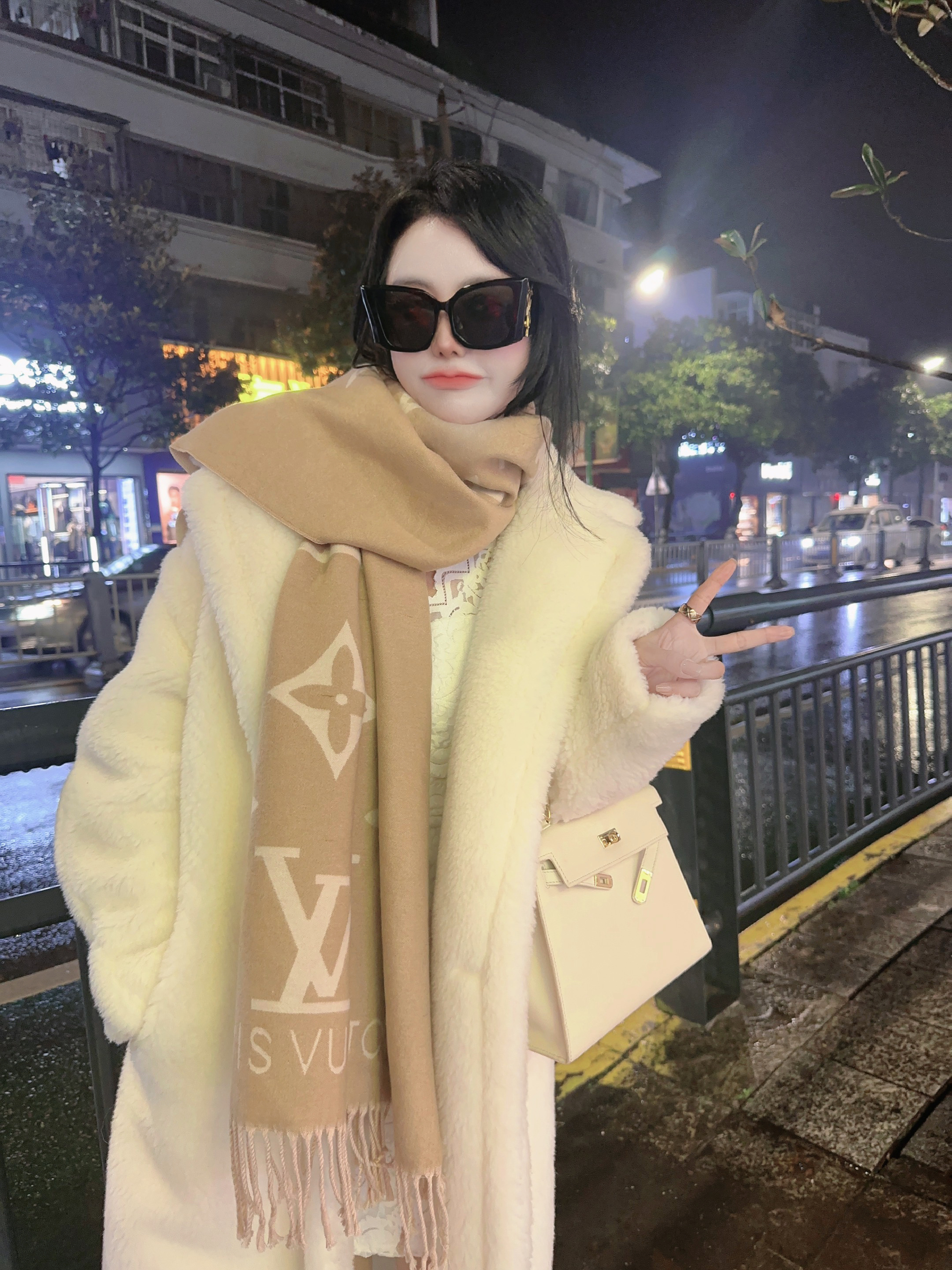 加厚网红羊毛长款纯色冬款保暖外套