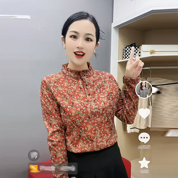 碎花上衣女长袖春秋季新款显瘦时尚减龄妈妈装半高领套头打底衫