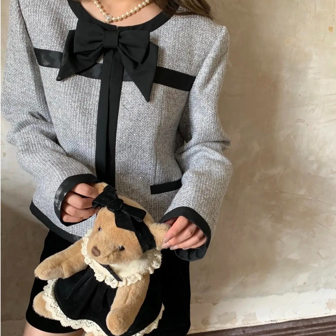 秋冬羊毛大衣外套小香风针织