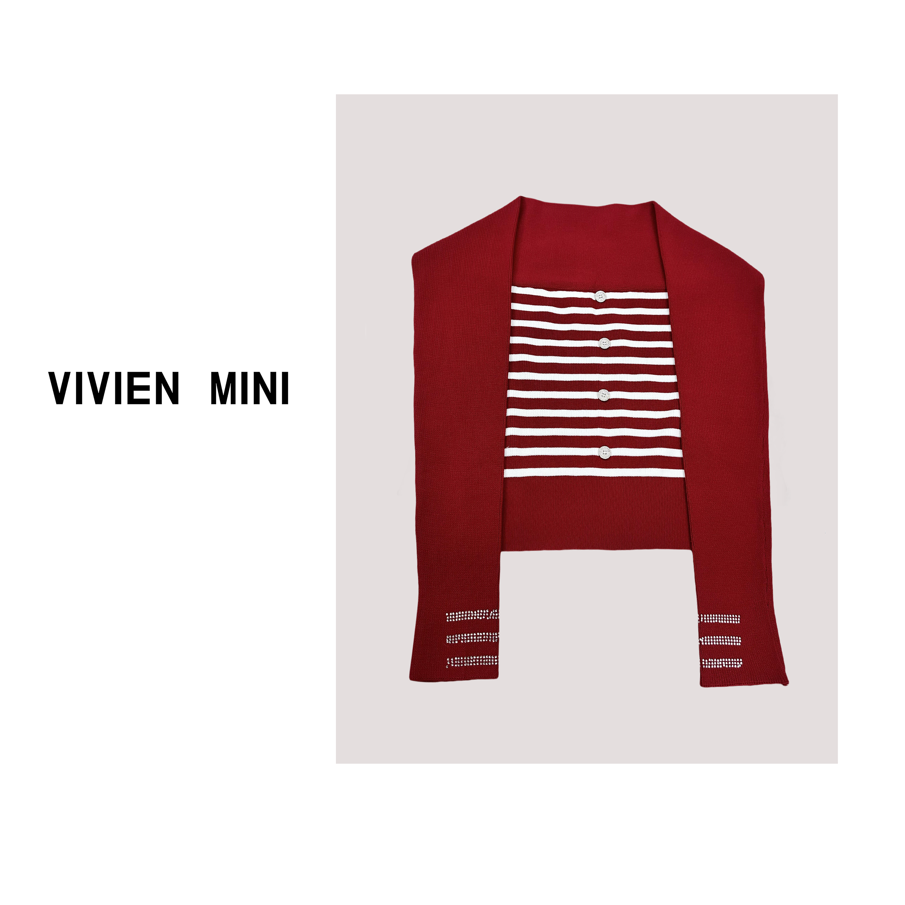 VIVIEN MINI【美姐】轻奢新款条纹针织披肩亮色系列经典简约百搭