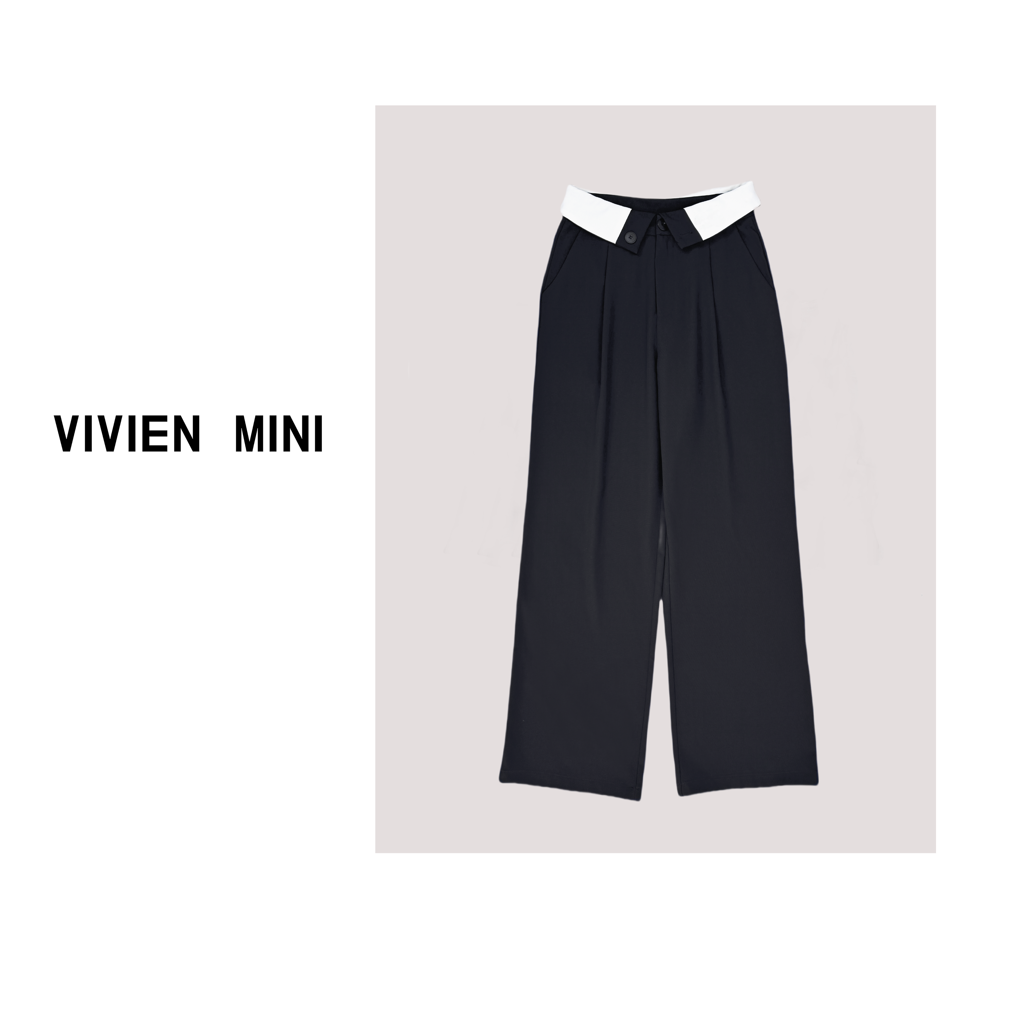 VIVIEN MINI【美姐】新款重工设计款轻奢气质直筒休闲裤