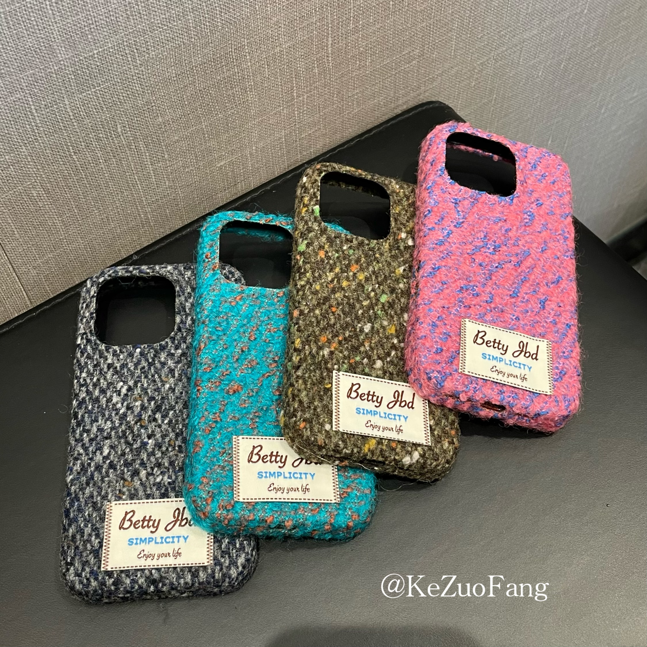 简约针织绒布壳适用于iPhone16promax手机壳苹果15pro秋冬新款