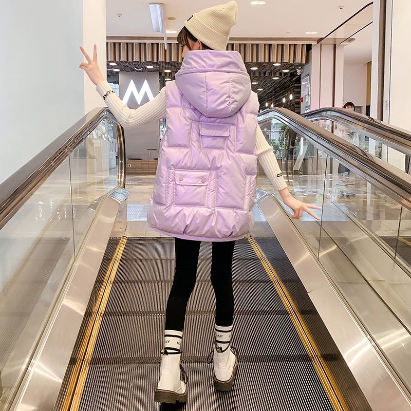 儿童马甲秋冬款加厚女童马夹2023网红新款保暖背心外穿洋气连帽