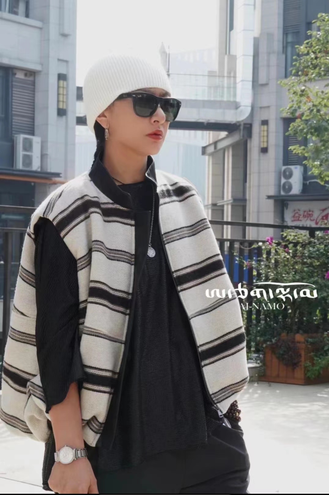 AJ-NAMO原创设计款黑白条纹短裤立领马甲845