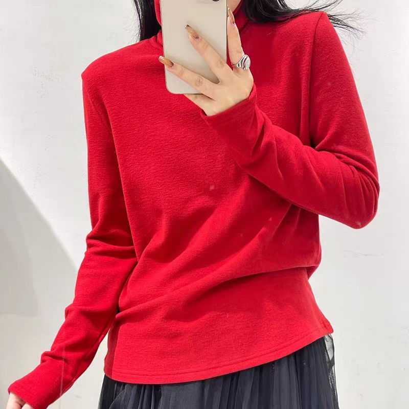 （蜜家）多巴胺双面磨毛保暖堆堆高领长袖暖暖衣 202391