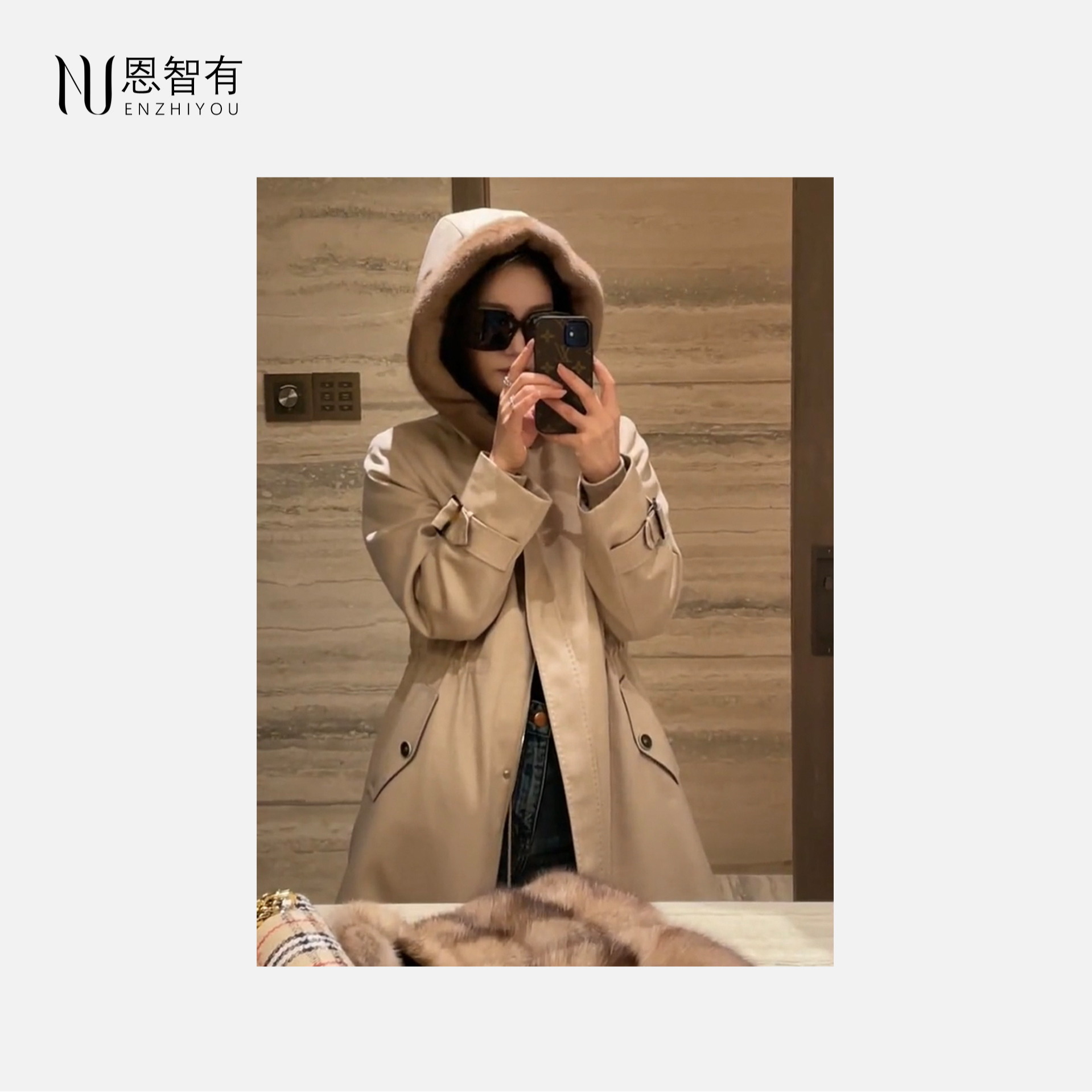 【恩智有皮草】冬装上新 天鹅绒小母貂 老钱连帽外套