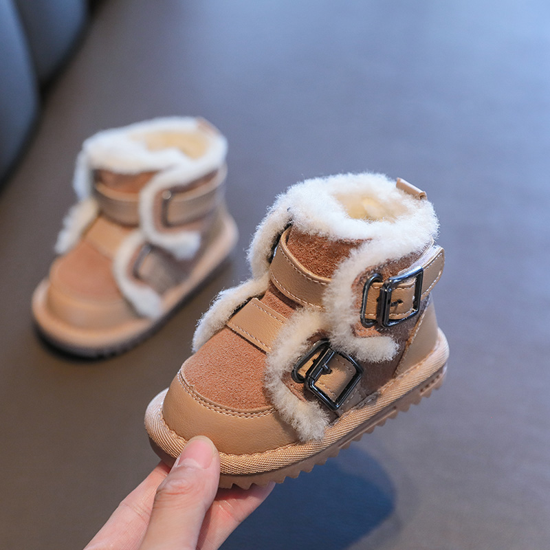 宝宝雪地靴儿童冬季加绒加厚棉鞋男童软底棉靴女童雪地棉小童婴儿