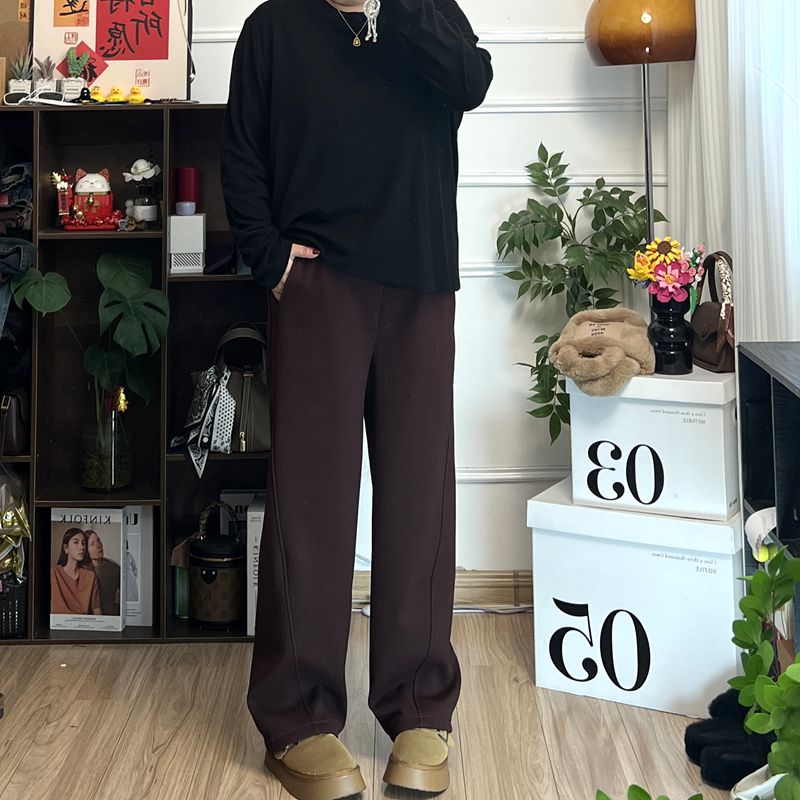 YZJ【松弛公式】加绒加厚镰刀裤高品质大码胖MM休闲窄版直通长裤