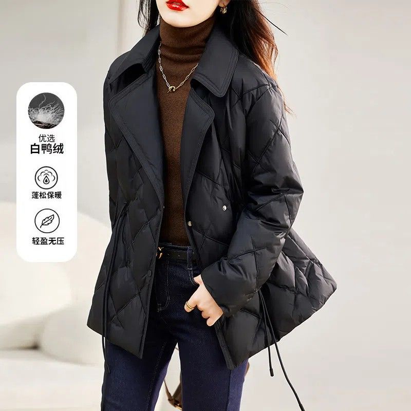 爆款2023年新款高级轻薄羽绒服女白鸭绒小个子冬季外套修身显瘦款
