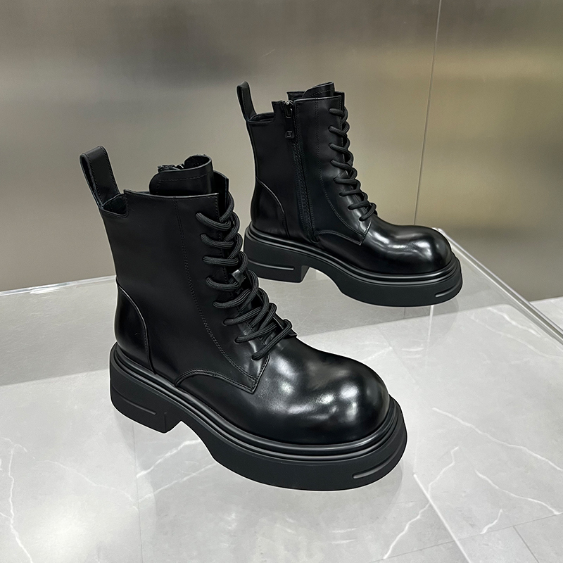 【左右华菲】5cm英伦风显高显瘦厚底百搭马丁靴2025秋冬新款中筒靴